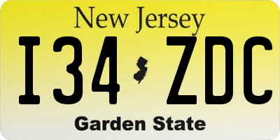 NJ license plate I34ZDC