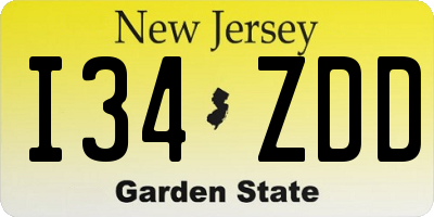 NJ license plate I34ZDD