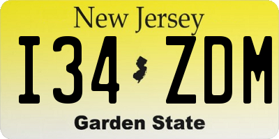 NJ license plate I34ZDM
