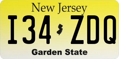 NJ license plate I34ZDQ