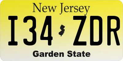 NJ license plate I34ZDR