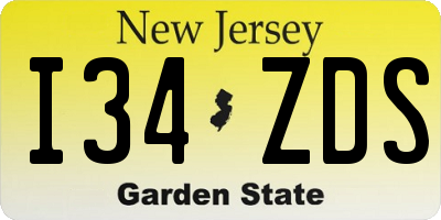 NJ license plate I34ZDS