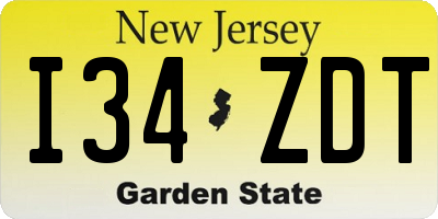 NJ license plate I34ZDT