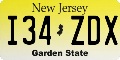 NJ license plate I34ZDX