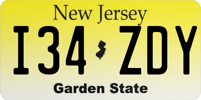 NJ license plate I34ZDY