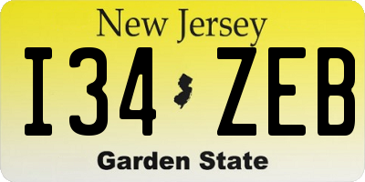 NJ license plate I34ZEB