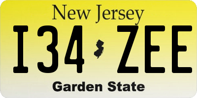 NJ license plate I34ZEE