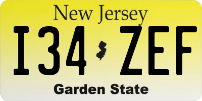 NJ license plate I34ZEF