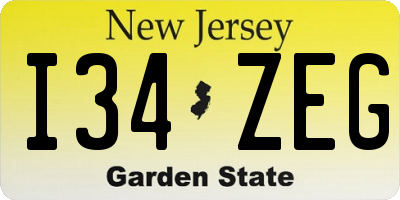NJ license plate I34ZEG