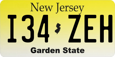 NJ license plate I34ZEH