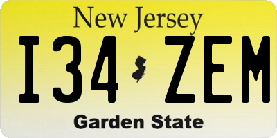 NJ license plate I34ZEM