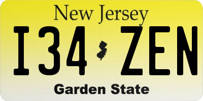 NJ license plate I34ZEN
