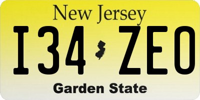 NJ license plate I34ZEO