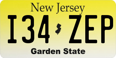 NJ license plate I34ZEP