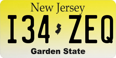 NJ license plate I34ZEQ