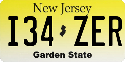 NJ license plate I34ZER