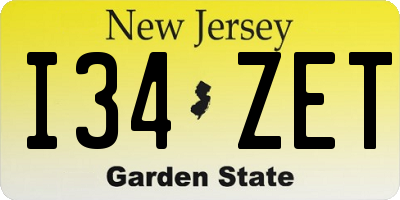 NJ license plate I34ZET