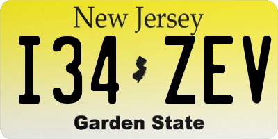 NJ license plate I34ZEV