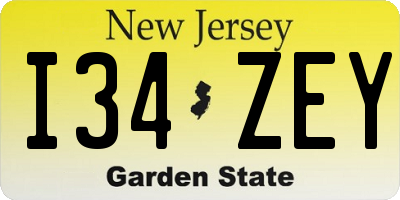 NJ license plate I34ZEY