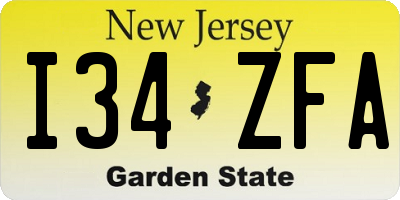 NJ license plate I34ZFA
