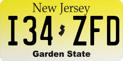 NJ license plate I34ZFD