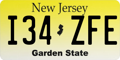 NJ license plate I34ZFE