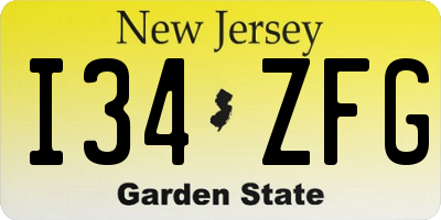 NJ license plate I34ZFG