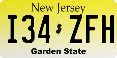 NJ license plate I34ZFH