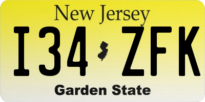 NJ license plate I34ZFK