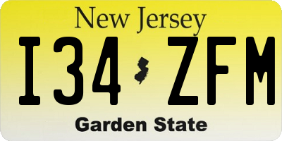 NJ license plate I34ZFM