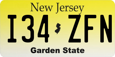 NJ license plate I34ZFN