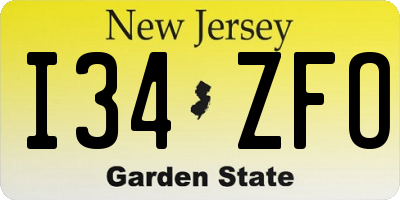 NJ license plate I34ZFO