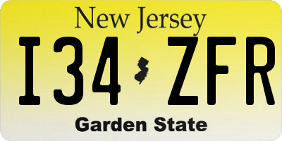 NJ license plate I34ZFR