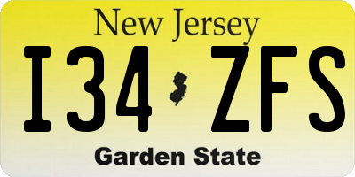 NJ license plate I34ZFS