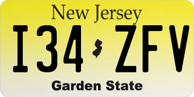 NJ license plate I34ZFV