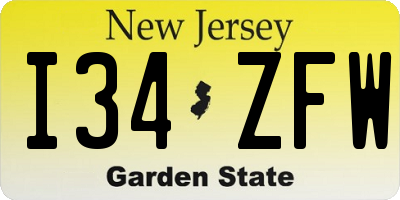 NJ license plate I34ZFW