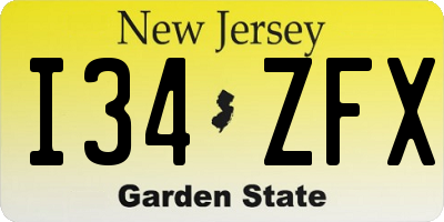 NJ license plate I34ZFX