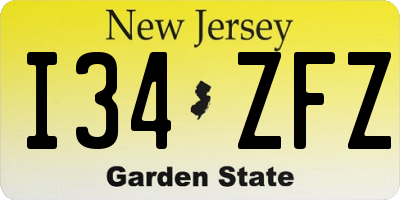 NJ license plate I34ZFZ