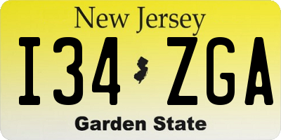 NJ license plate I34ZGA