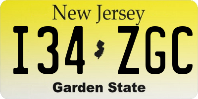 NJ license plate I34ZGC