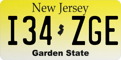 NJ license plate I34ZGE
