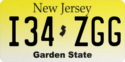 NJ license plate I34ZGG