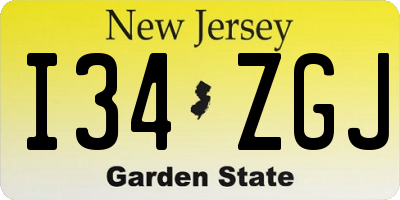 NJ license plate I34ZGJ