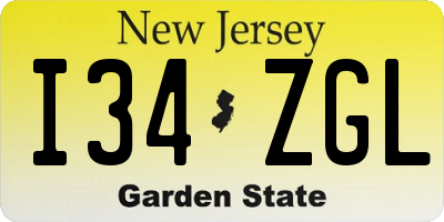 NJ license plate I34ZGL