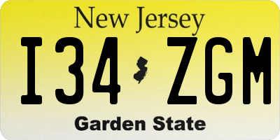 NJ license plate I34ZGM