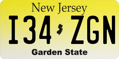 NJ license plate I34ZGN