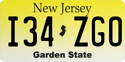NJ license plate I34ZGO