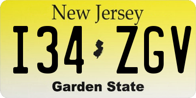 NJ license plate I34ZGV