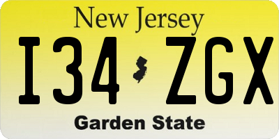 NJ license plate I34ZGX
