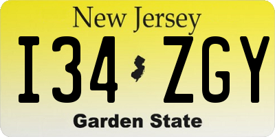 NJ license plate I34ZGY
